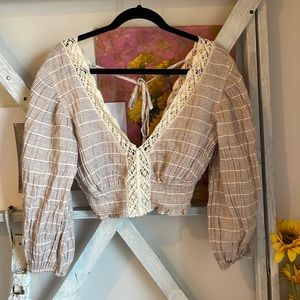 Long sleeved crochet crop top